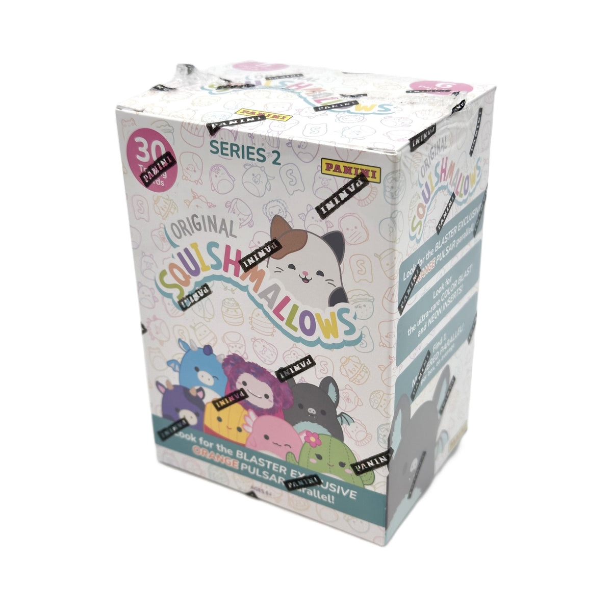 Box of Original Squishmallows with cartoon characters on a white background