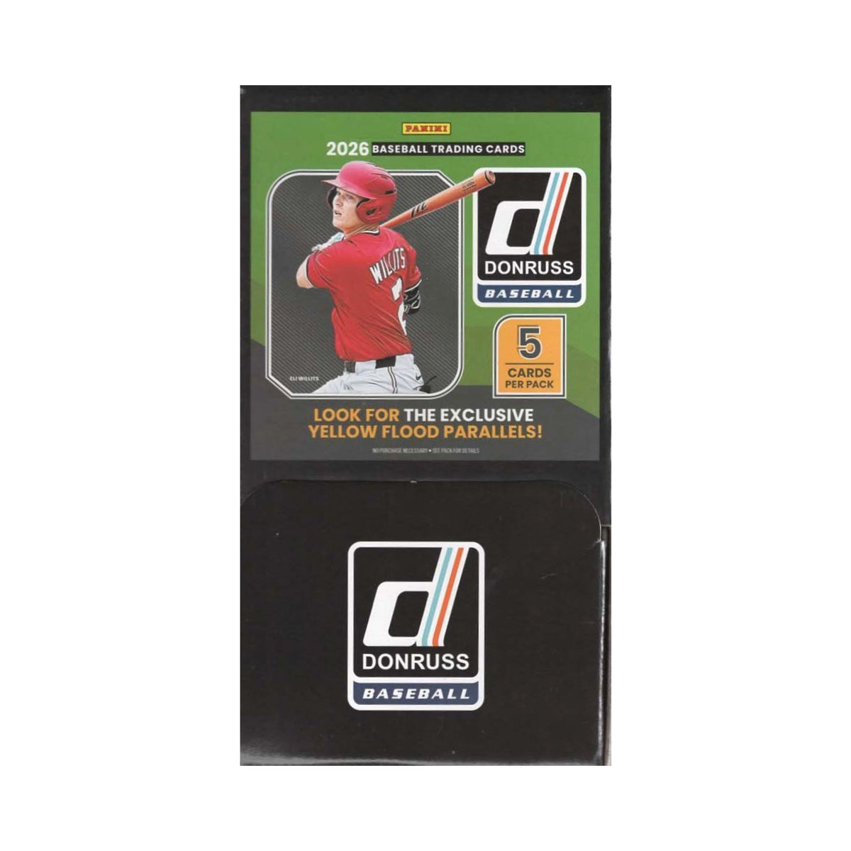 Donruss baseball trading card pack with a player image and branding on a white background